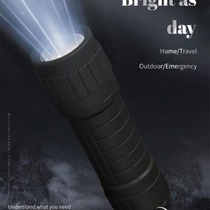 1pc Mini 9 Led Abs Portable Flashlight For Camping, Fishing Emergency Black