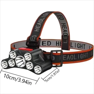 7 LED headlights, USB rechargeable flashlight waterproof camping hiking emergency flashlight bright outdoor fishing Black