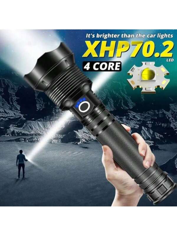 1pc  Long Flashlight Zoomable ,Upgraded LED Flashlight 3 Lighting Modes LED Torch Support For Camping Emergencies,Hiking,Outdoor,Running,Power Failure,Snowstorm Black