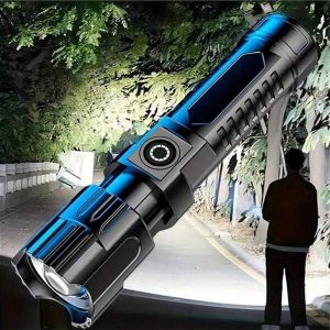 1PC Super Bright Flashlight, USB Charging Retractable Wide Beam Handheld Emergency Lighting Torch, For Outdoor, Exploring, Work Lighting Black