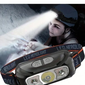 1pc Mini Rechargeable Inductive Headlamp Portable Powerful 5w Led Headlight Built-In Battery Waterproof Head Torch Head Lamp For Fishing Camping Hiking Black