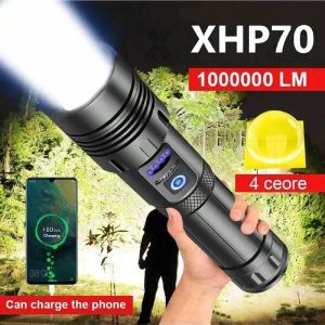 Super Powerful Flashlight XHP70/White Laser Rechargeable Torch Tactical Waterproof LED Flashlight With COB Light Suitable For Outdoor Activities Black