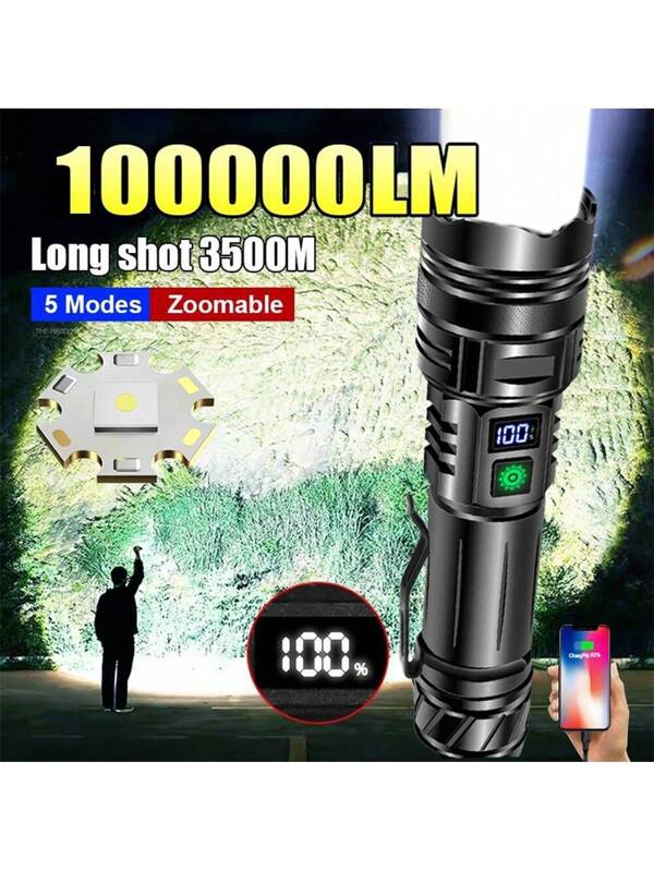 Most Powerful LED Flashlights USB Rechargeable Torch High Power Flash Light Tactical Lantern Long Shot Hand Lamp For Camping 26650 Battery