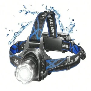 1 Head Mounted Headlight, High Brightness Ultra Bright Headlights, 3-Mode Micro USB Charging LED Working Headlights, Adult Waterproof Flashlight, Running, Camping, Fishing, Hiking, Cycling Headlights (Without Battery) Black Blue