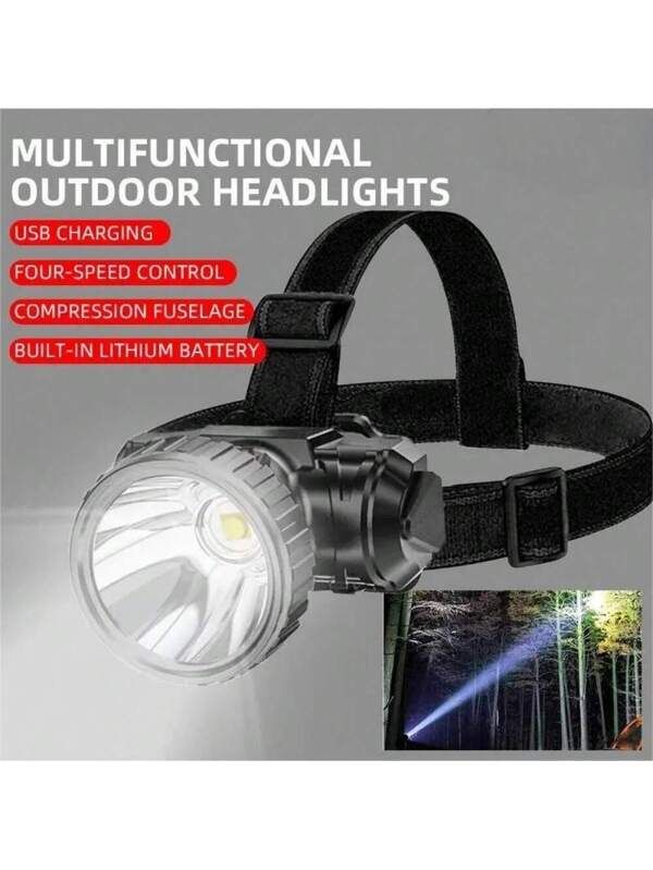 KENSUN 1pc LED Headlamp Camping Search Light Head Flashlight Rechargeable Powerful Head Lamp Front Lanterns Headlights As Shown In the Figure