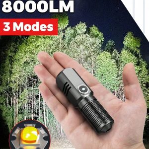 3/4/5PCS Super Bright P100 Flashlight, Rechargeable Mini Flashlight, 8000lm Powerful Variable Zoom Flashlight, 3 Lighting Modes, Type-C Rechargeable, Expandable Zoom, High-Density Aluminum Alloy Material, Outdoor Waterproof And Drop Proof, Very Suitable For Outdoor Exploration, Fishing, Camping, Hunting, Hiking And Emergency Use 3PCS-White light