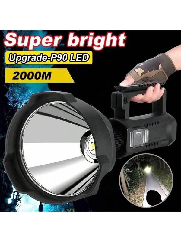 Rechargeable High Power Led Flashlights Ultra-Long Lighting Distance Lamp Searchlight XHP90 Powerful Lantern Torches Spotlight Black