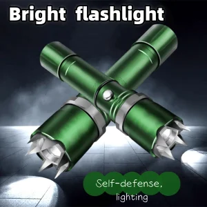 Mini Zoom LED Light Strong Light Super Bright Portable New Flashlight Aluminum Alloy Self-Defense Rechargeable Outdoor Mountaineering Flash 18650 Ultra-Long-Range Spotlight Home Self-Defense Cycling Patrol Light Green