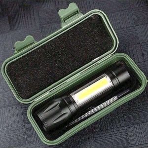 1pc Portable Rechargeable Zoom XP-G Q5 Flashlight With 3 Lighting Modes, Camping Lamp, Mini LED Flashlight Black