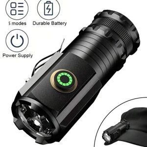 1/2/4PCS Powerful Mini LED Flashlight Rechargeable Outdoor Lighting Work Light, 5 Lighting Modes, Strong Magnetic Tail, With Pen Clip, Suitable For Outdoor Camping, Hiking, Emergency Lighting Maintenance Black