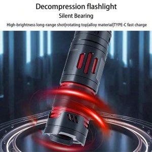 1pc Multifunctional Mini Flashlight Fingertip Gyroscope Decompression Rechargeable Keychain Light For Outdoor Camping Home Emergency Lighting White