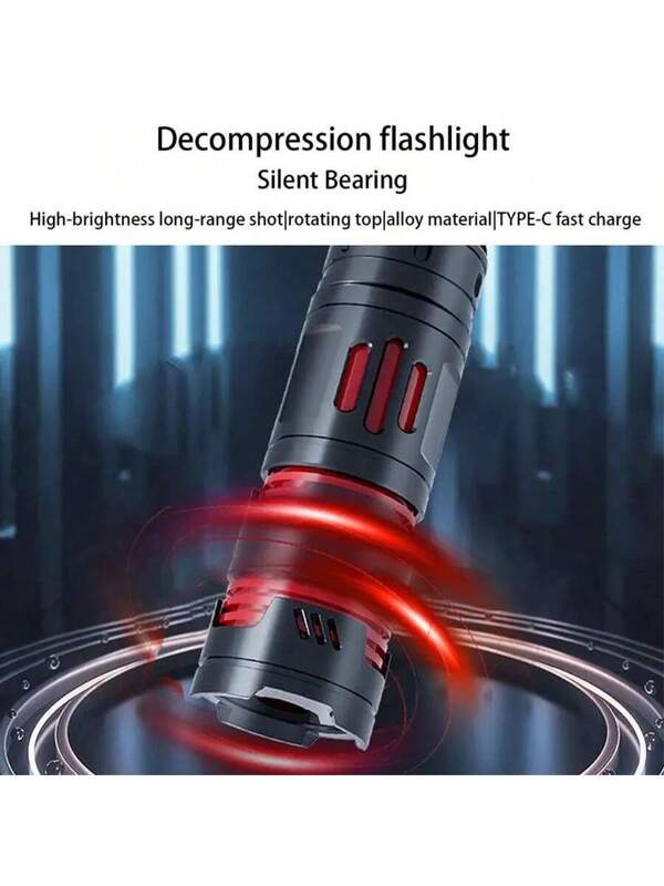 1pc Multifunctional Mini Flashlight Fingertip Gyroscope Decompression Rechargeable Keychain Light For Outdoor Camping Home Emergency Lighting White